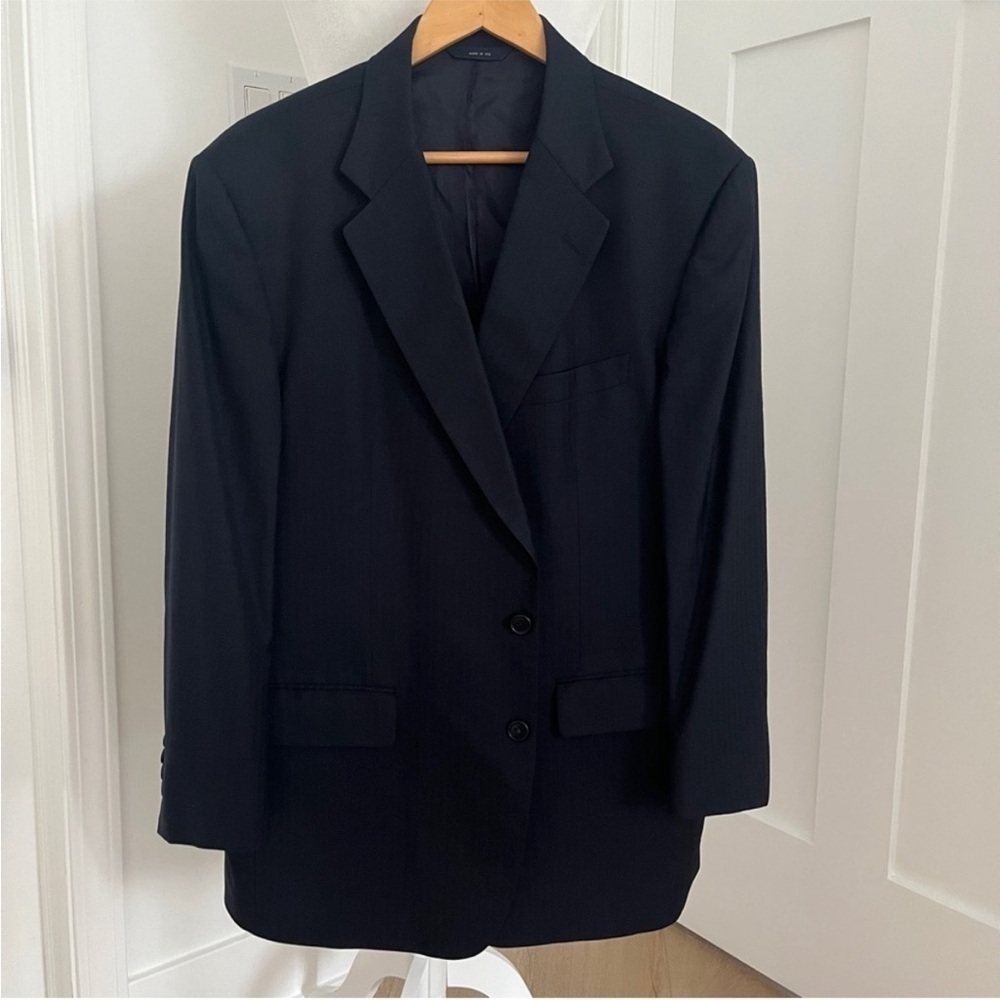 Brooks Brothers Loro Piana Super 110 Black Wool Blazer Jacket Sz 45 Reg Made USA
